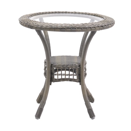 Alaterre Furniture Carolina 30" Diameter All-Weather Wicker Bistro Dining Table with Glass Top AWWM01MM